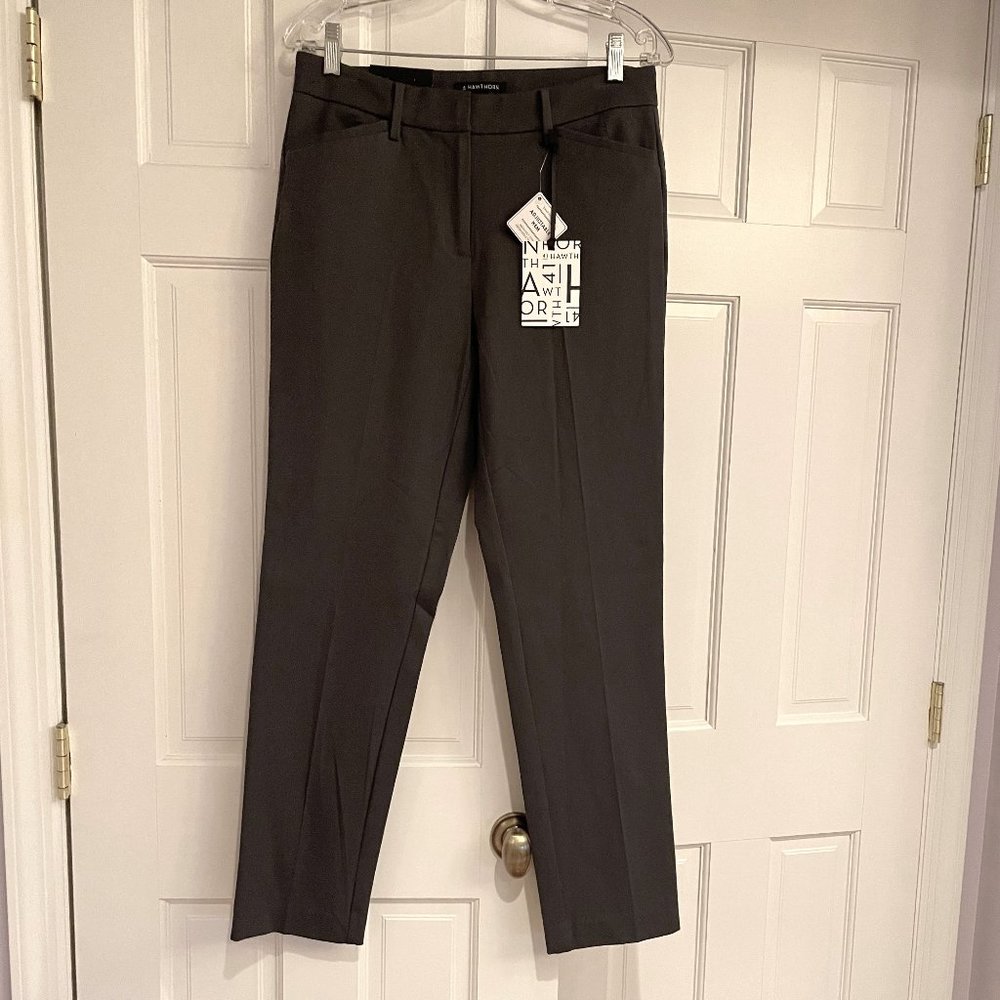 41 HAWTHORN BECCA STRAIGHT LEG ADJUSTABLE HEM PANT IN DARK GREY NWT